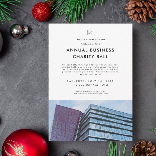 ビジネスカスタムロゴ写真チャリティイベントパーティー 招待状