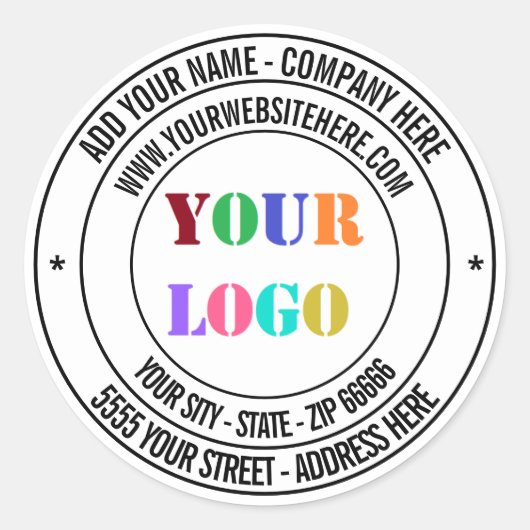 ビジネスカスタムロゴ名情報アドレスステッカー ラウンドシール (正面)