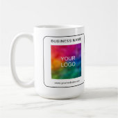 ビジネスカスタムロゴ名Url QRコードテンプレート コーヒーマグカップ (左)