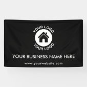ビジネスカスタムロゴ文字プロモーションブラックバナー 横断幕 (横)