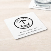 ビジネスカスタムロゴ文字促進プロフェッショナル スクエアペーパーコースター (アングル)
