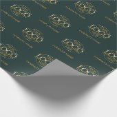 ビジネスカスタムロゴ金ゴールドとダークグリーンのプロモーション ラッピングペーパー (角)