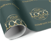 ビジネスカスタムロゴ金ゴールドとダークグリーンのプロモーション ラッピングペーパー (ロールコーナー)