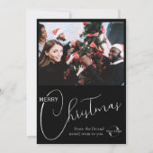 ビジネスカスタムロゴ、チームフォト&グリーティングブラック シーズンカード (正面)