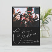 ビジネスカスタムロゴ、チームフォト&グリーティングブラック シーズンカード (スタンド正面)