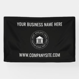 ビジネスカスタムロゴ | ブラックミニマルモダンリスト 横断幕