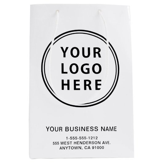 ビジネスカスタムロゴ ミディアムペーパーバッグ (正面)