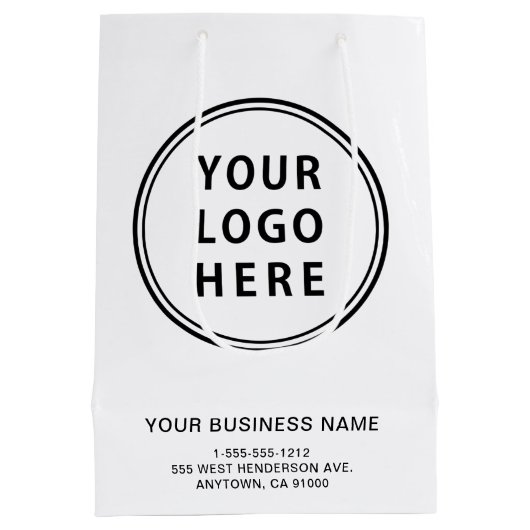 ビジネスカスタムロゴ ミディアムペーパーバッグ (裏面)