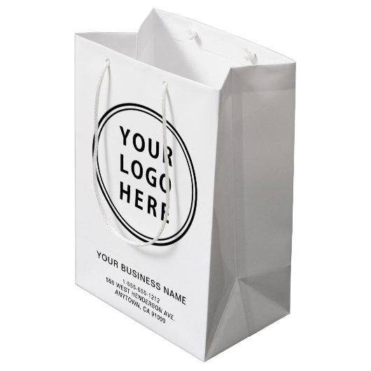 ビジネスカスタムロゴ ミディアムペーパーバッグ (裏面アングル)