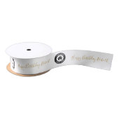 ビジネスカスタムロゴ/文字ホワイト サテンリボン (リール)