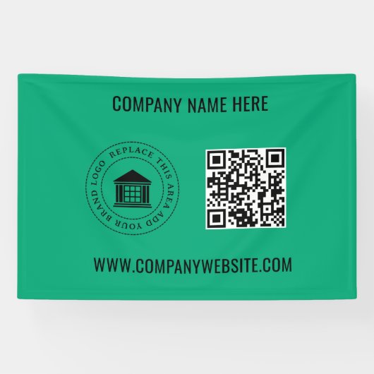 ビジネスカスタムロゴ | QRコードおよびWebサイト 横断幕 (横)