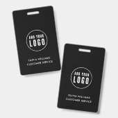 ビジネスカスタムロゴID |黒いモダン社員 バッジ (正面＆裏面)
