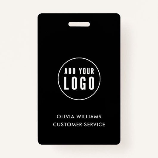 ビジネスカスタムロゴID |黒いモダン社員 バッジ (正面)
