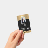 ビジネスカスタムロゴsparkle glod & black photo ID バッジ (Handheld)