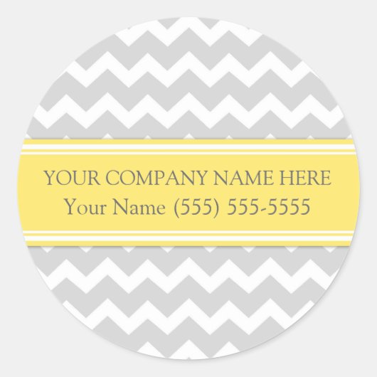 ビジネスカスタム会社名ステッカーGray Chevron ラウンドシール (正面)
