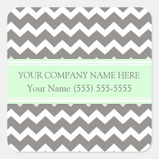 ビジネスカスタム会社名ミントグレーシェブロン スクエアシール (正面)