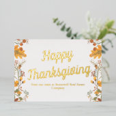 ビジネスカスタム感謝祭シック紅葉金ゴールド 箔シーズンカード (立ち正面)