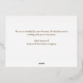 ビジネスカスタム感謝祭シック紅葉金ゴールド 箔シーズンカード (裏面)