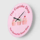 ビジネスカップケーキショップテーマ ラージ壁時計 (傾斜)