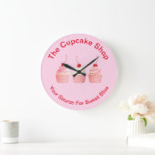 ビジネスカップケーキショップテーマ ラージ壁時計 (ホーム)