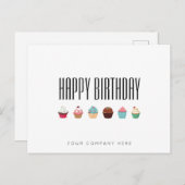 ビジネスカップケーキハッピーバースデー ポストカード (正面/裏面)