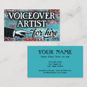 ビジネスカードを採用するボイスオーバーのアーティスト – 青 名刺 (正面/裏面)