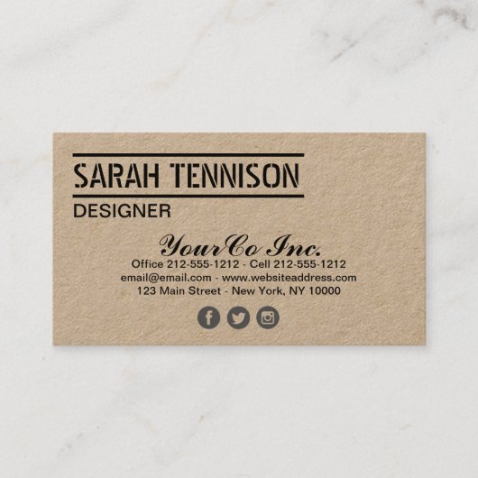 ビジネスカードクラフトラティスカスタムテンプレートモダン 名刺 (正面)