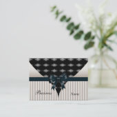 ビジネスカードクリームベージュブラックボウ 名刺 (スタンド正面)