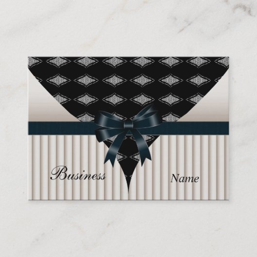 ビジネスカードクリームベージュブラックボウ 名刺 (正面)