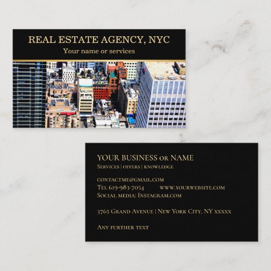ビジネスカードニューヨークシティ実在NYCエステートレント 名刺 (正面/裏面)
