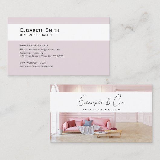ビジネスカードパステルピンクインテリアデコレータ 名刺 (正面/裏面)
