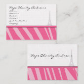 ビジネスカードピンクゼブラダマスクエッフェルタワー 名刺 (正面/裏面)