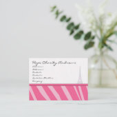 ビジネスカードピンクゼブラダマスクエッフェルタワー 名刺 (スタンド正面)