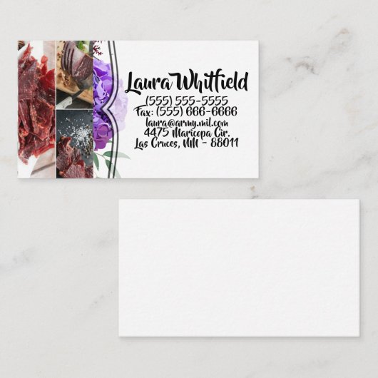 ビジネスカードラベンダーハイビスカスオンホワイト 名刺 (正面/裏面)