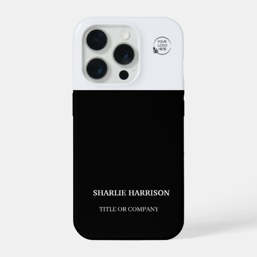 ビジネスカード | カスタムロゴアイコン モダンブラック iPhoneケース (裏面)
