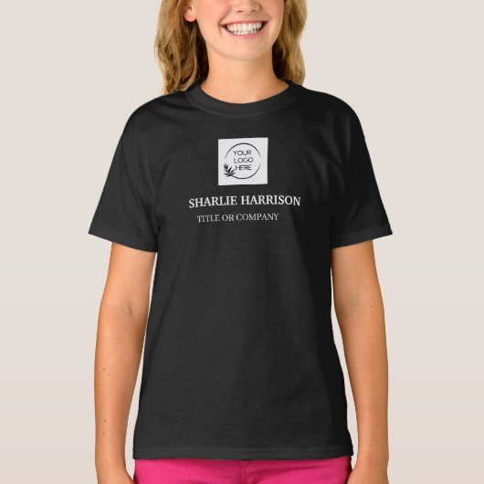 ビジネスカード | カスタムロゴアイコン モダンブラック Tシャツ (正面)