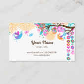 ビジネスカード – 鳥、フローラバックグラウンド (裏面)