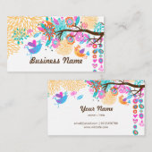 ビジネスカード – 鳥、フローラバックグラウンド (正面/裏面)