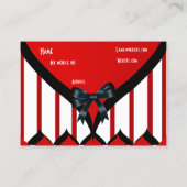 ビジネスカーモダンドブラックレッド白ストライプボウ 名刺 (裏面)