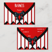 ビジネスカーモダンドブラックレッド白ストライプボウ 名刺 (正面/裏面)