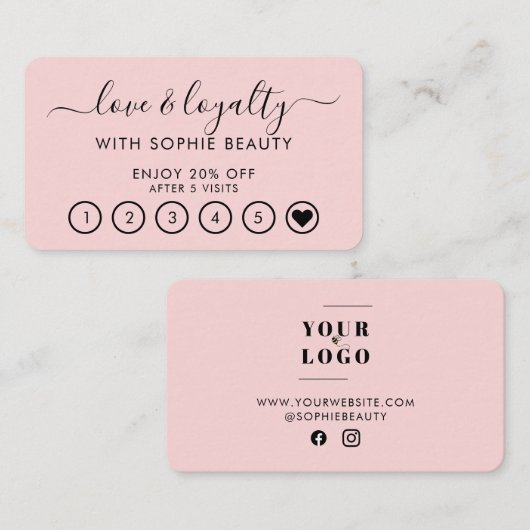 ビジネスガーリーロゴピンクエレガントロイヤリティカード ロイヤリティカード (正面/裏面)