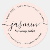 ビジネスガーリー書道赤面ピンクカスタム色 ラウンドシール (正面)