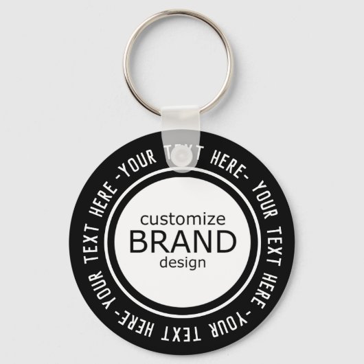 ビジネスキーホルダーの白黒ブランドロゴ キーホルダー (正面)
