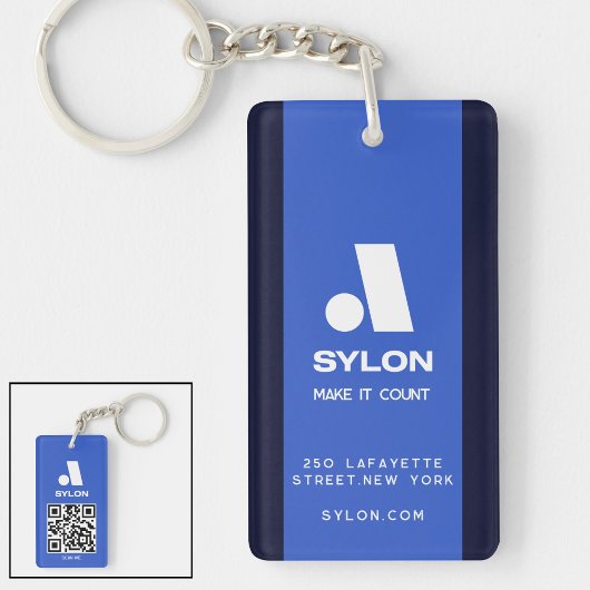 ビジネスキーホルダーミニマルなクリーンシンプルブルー キーホルダー