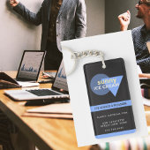 ビジネスキーホルダーミニマルなロゴの青い黒 キーホルダー