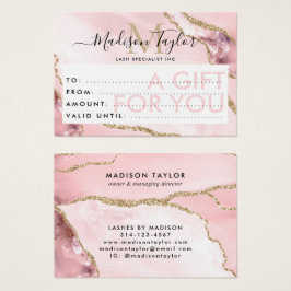 ビジネスギフト券ピンク金ゴールドグリッターエージェント