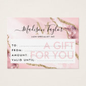 ビジネスギフト券ピンク金ゴールドグリッターエージェント (正面)