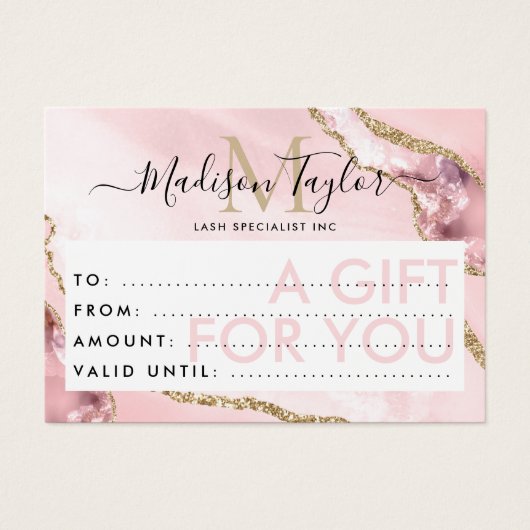 ビジネスギフト券ピンク金ゴールドグリッターエージェント (正面)