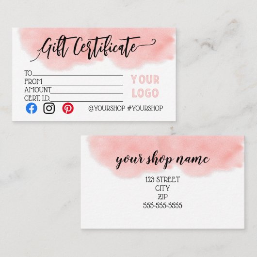 ビジネスギフト券マーケティング割引 紹介カード (正面/裏面)