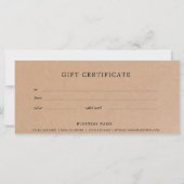 ビジネスギフト証明書クラフト紙素朴 (裏面)